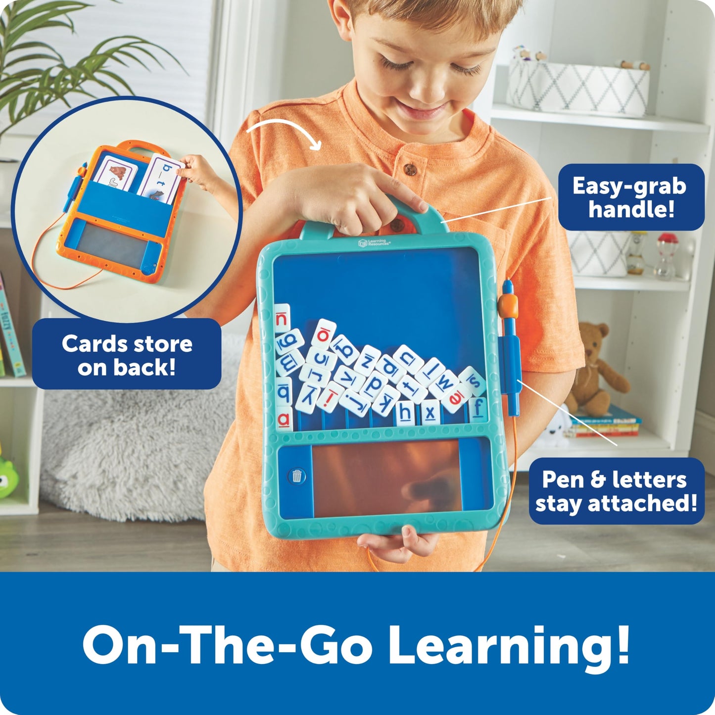 Learning Resources Skill Builders Magnetic Word Builder, Learn to Read, Phonetic Alphabet, Puzzle Board, ABC Kids Games, Sensory Board For Kids, Fine