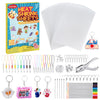 Auihiay 198 Pieces Shrink Plastic Kit Includes 20 Sheets Shrink Papers, Hole Punch, Keychain Accessories and Pencils for Shrink Art and DIY Keychain