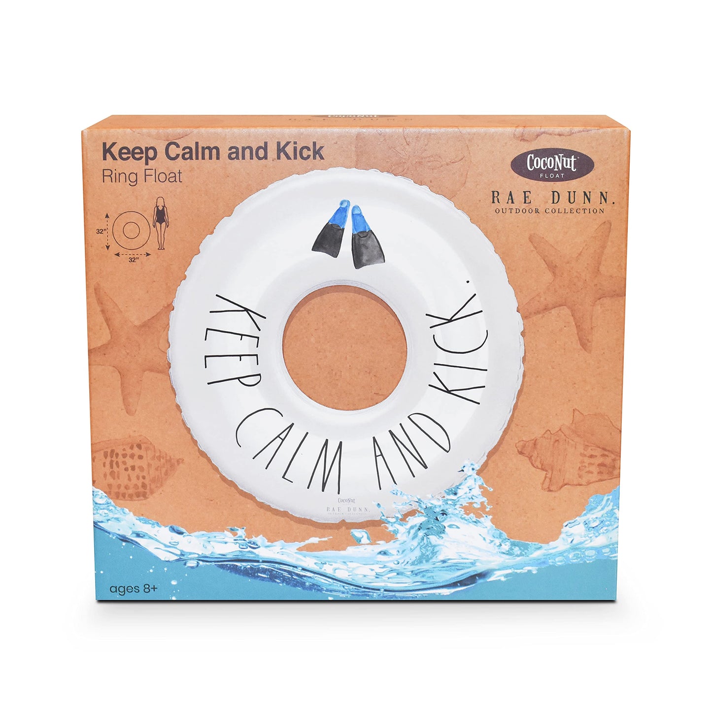 Rae Dunn x CocoNut Float Junior Ring Float, Keep Calm and Kick Theme, 32