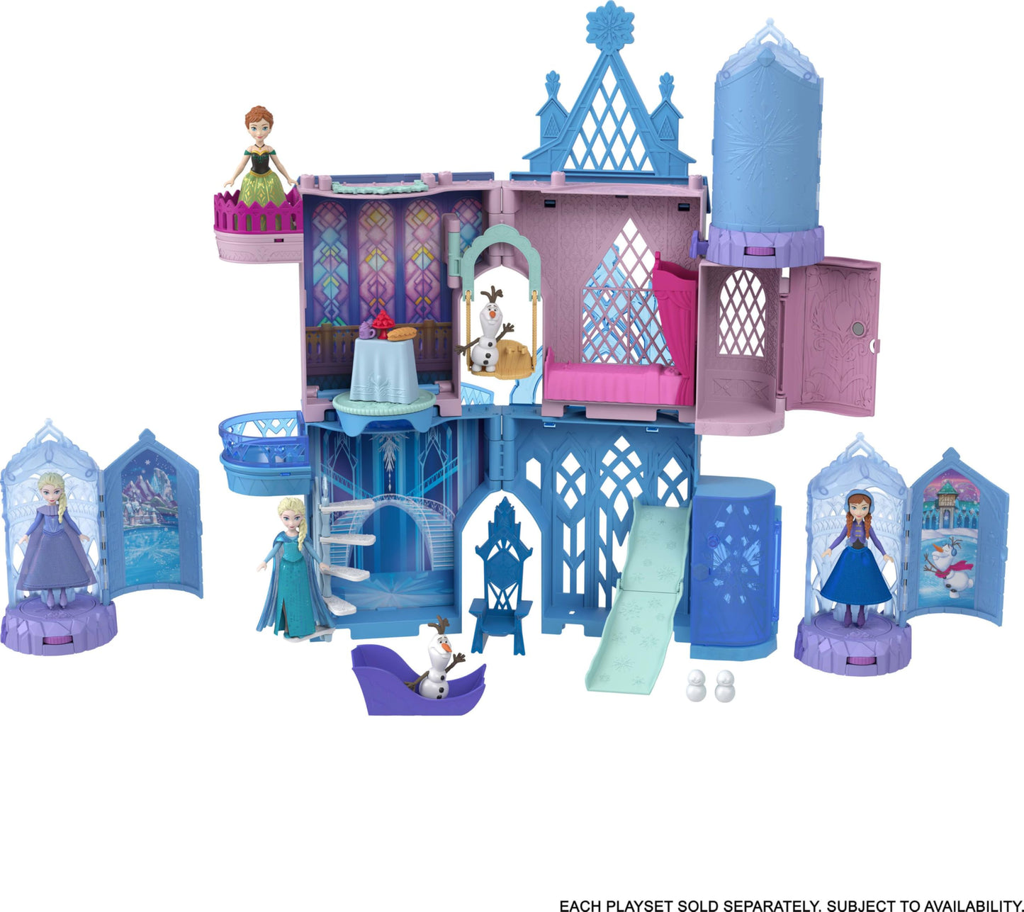 Mattel Disney Frozen Surprise Small Dolls & Mini Castle Playsets with Spinning Doll Reveal, Ice Castle Spin Surprise from Movies (Styles May Vary)