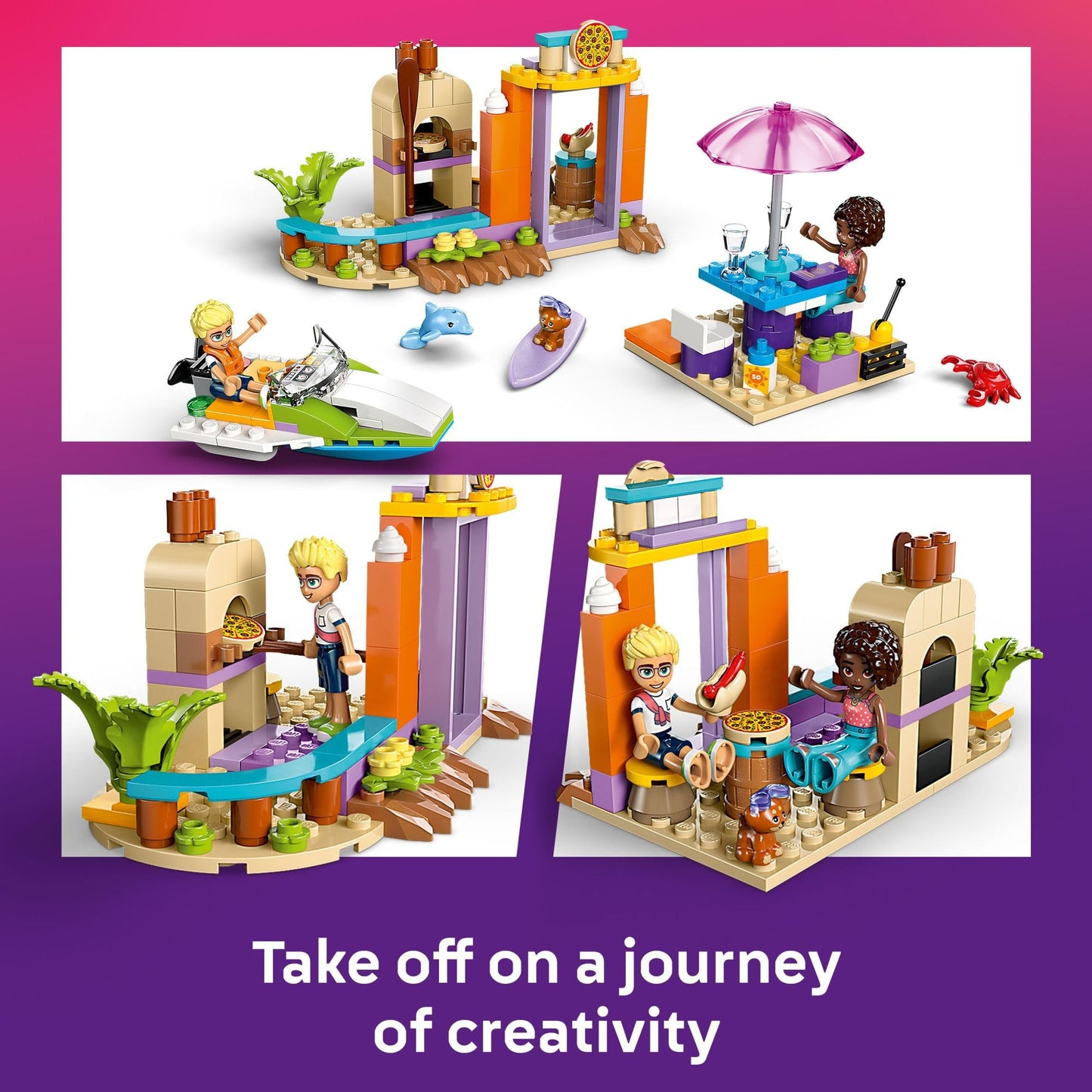 LEGO Friends Creative Beach and Travel Suitcase Toy Building Set - Portable Pretend Play Set for Kids, Girls and Boys, Ages 5+ - Preschool Toy with 2