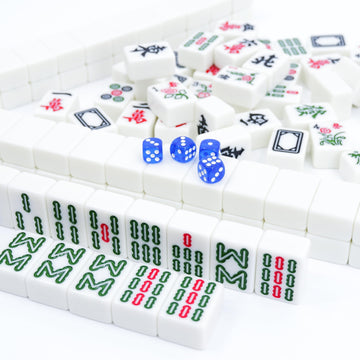 AzulHome Chinese Mahjong Game Set, 144 Large Melamine Mahjong Tiles (1.57'', Ivory) with 4 Dices and One Storage Bag, Complete Traditional Mahjong