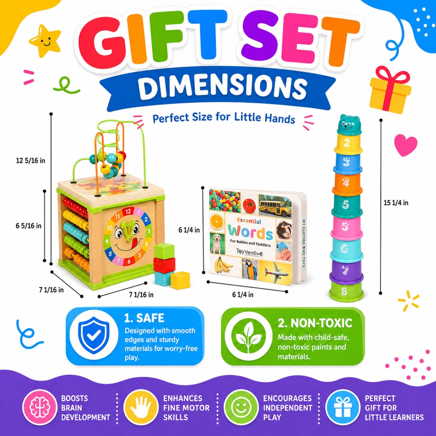 Wooden Activity Cube for 1 Year Old - 1 Year Old Boy Gifts - 1 Year Old Boy Toys - Educational Toys for 1 Year Old - Busy Cube with Bead Maze Toy