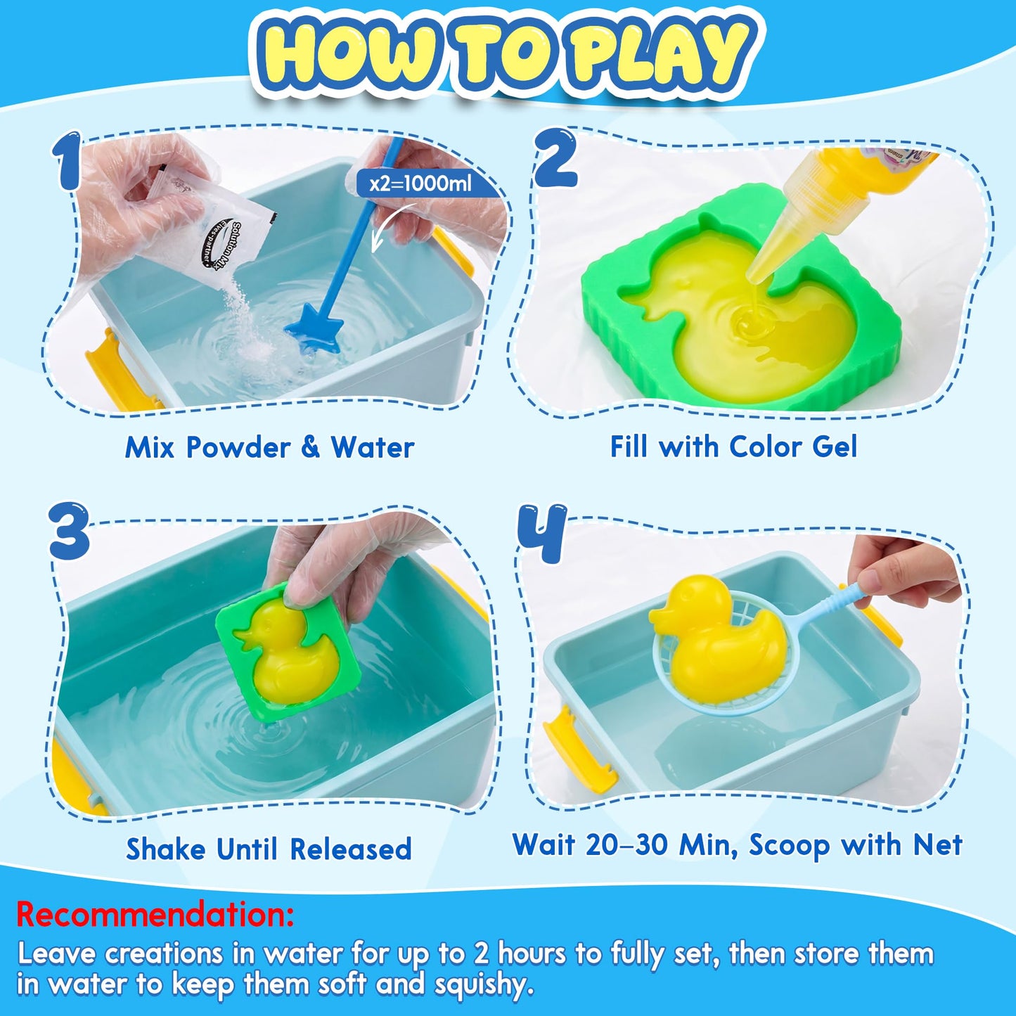 Nisuez Magic Water Elf Toy Kit with 30 Color Gels & 24 Molds, DIY Water Gel Making Kit, Make Your Own Squishies & Water Pets, Sensory Craft Kit