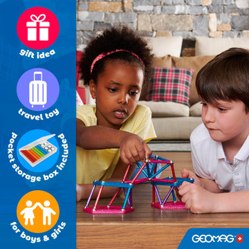 Geomag Masterbox Magnetic Toys for Kids Ages 8+, 248pc Red Educational STEM Magnets for Kids - Swiss-Made Magnetic Blocks, Tiles and Building Toys