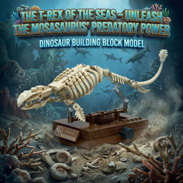 Myth Qholve Mosasaurus Dinosaur Fossil Building Set, 191PCS Movable Skeleton Model Kit with Museum Display Stand, Prehistoric Marine Reptile Building