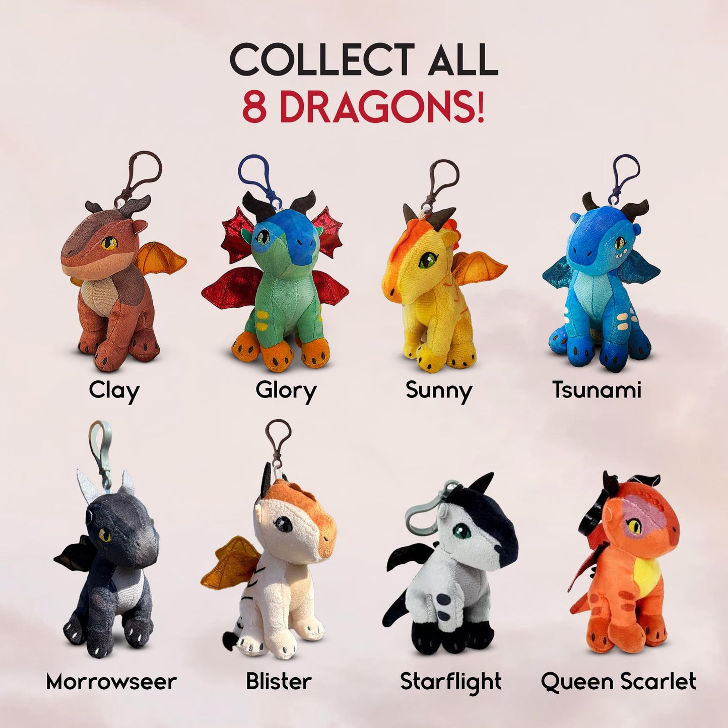 Wings of Fire - Official Plush Dangler 2-Pack - Tsunami & Surprise Dragon
