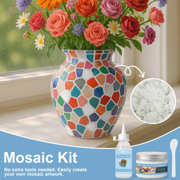 WAN2TLK Mosaic Craft Kit, Mosaic Glue and Grout, Applicator, Gloves, for Mosaic Tiles, Glass, Coaster Art, Home Decoration (White Grout)
