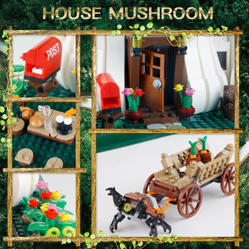 2233PCS Mushroom House Building Blocks Sets not Compatible with lego Size