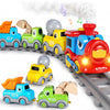 iPlay, iLearn Toddler Train Toy Set for Ages 1-3, 2-4, Kids Electronic Steam Train Tracks, Magnetic Construction Trucks, Light Sound Musical Choo Choo