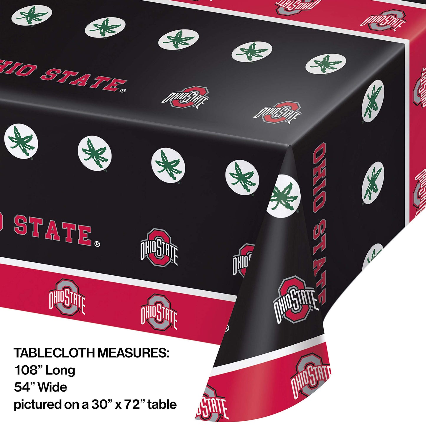 Creative Converting The Ohio State University Plastic Table Cover, 54"x108" -