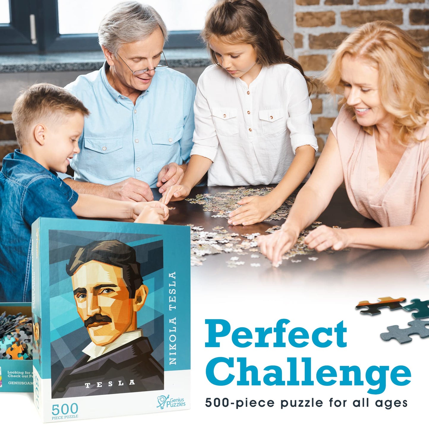 Nikola Tesla Jigsaw Puzzle - Chemistry Puzzles Great as Science Gifts - 500 Puzzle Pieces - Kid & Adult Puzzles - Unique Art Display for Home, School