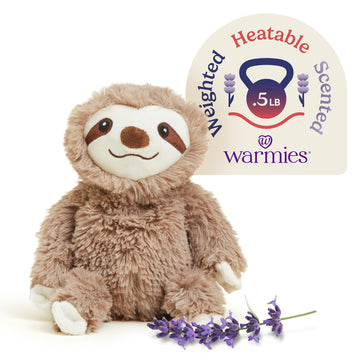 warmies Junior Microwavable & Weighted Stuffed Animals, Sloth - Heated Stuffed Animal Plushie for Warmth & Comfort - Cute Soft Plush Toys for Adults