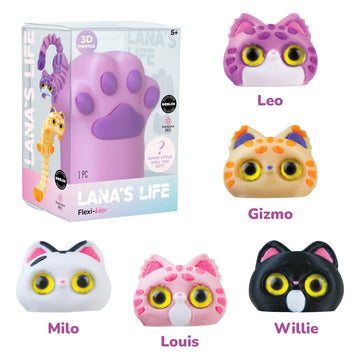 Lana's Life 3D Printed Flexi-Kitty Blind Box Cat Paw (Purple) - 1 Individual Purple Paw Containing 1 Randomly Assorted Collectible 3D Printed Flexible