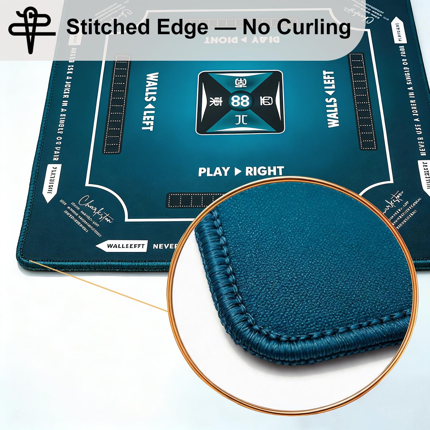 Rolled Shipping Mahjong Mat for Table 32.4''x32.4'', No Creases, Mah Jongg Mat with Carrying Bag for American Mahjong, Poker, Board Games, Card Games