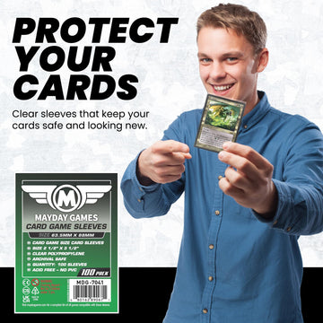 Mayday Games Standard Card Sleeves 63.5x88mm - 2 1/2" X 3 1/2 Clear Polypropylene, 40 Micron, 100 Standard Board Game Card Sleeves- MDG-7041