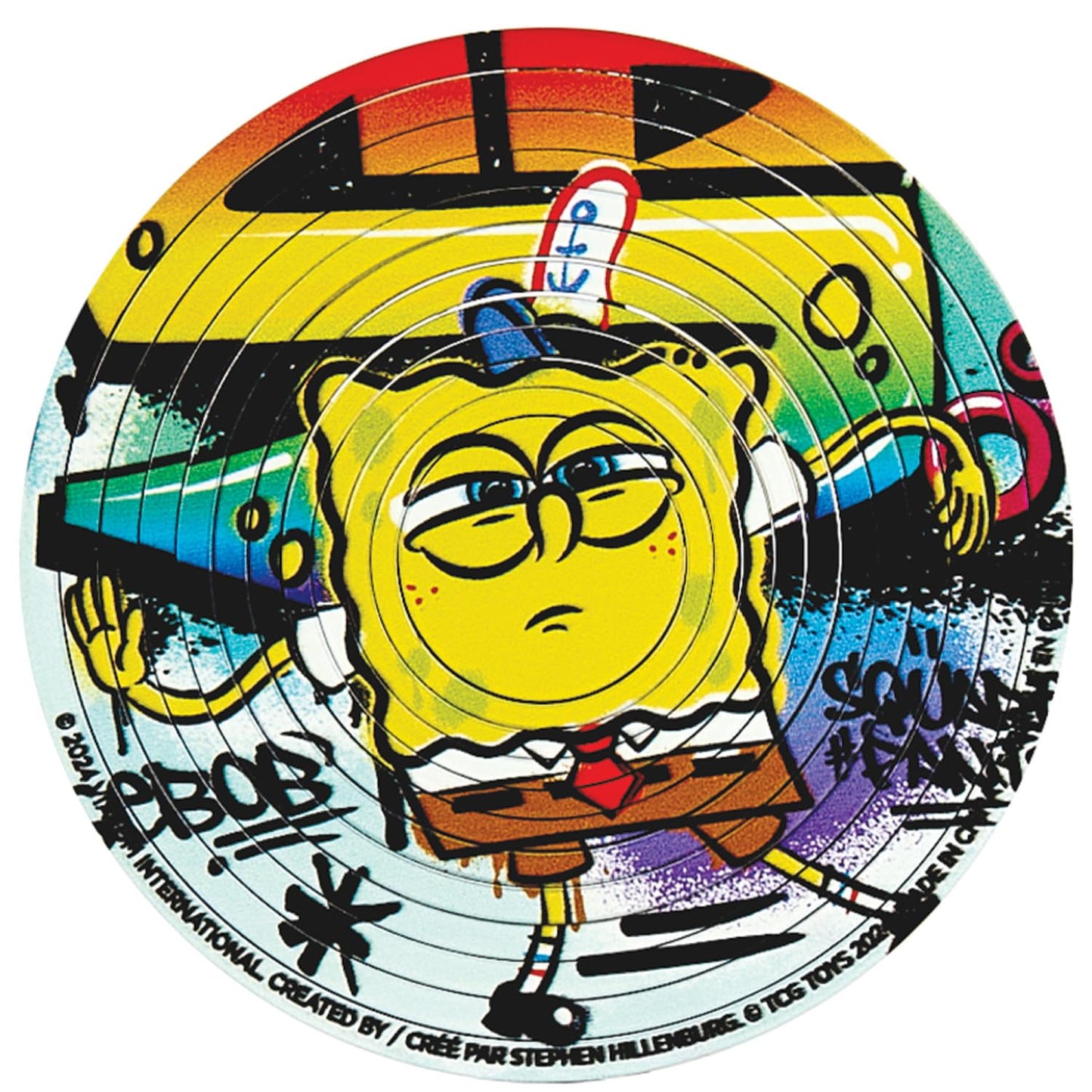 Spin Flip Puzzle: Spongebob Graffiti, 12 Rings, 3D Puzzle, Challenging, Fun, Interactive Brain Teaser for Kids and Adults, Stimulates Creativity