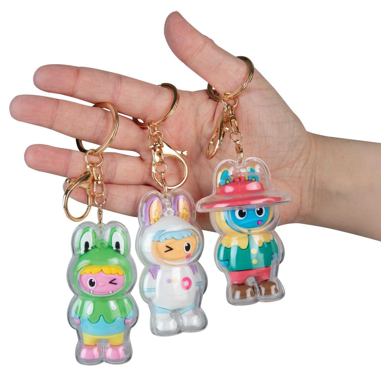 ORB Cuties Keychain Charms Assorted Blind Box 3 Pack - 3 Individual Bubble Keychain Toys - Collectible Themed Animal Figure Charms for Backpacks