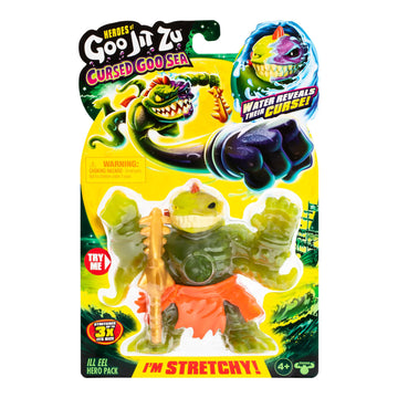 Heroes of Goo Jit Zu Cursed Goo Sea | Super Stretchy, Goo Filled Toy Ill EEL Action Figure Hero Pack | with Color Changing Face That Reveals His Curse