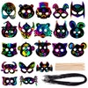 Animal Scratch Masks for Kids, 52 Pcs Rainbow Magic Scratch Paper Masks, DIY Animal Scratchs Paper Mask Art Set for Kids Birthday Party Favors