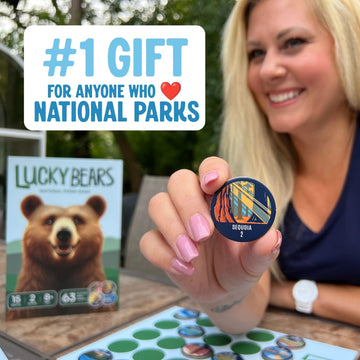 Lucky Bears National Parks Board Game | Collectible Token Set with All 63 Parks | Family Board Game for Kids and Adults | Great National Parks Gift