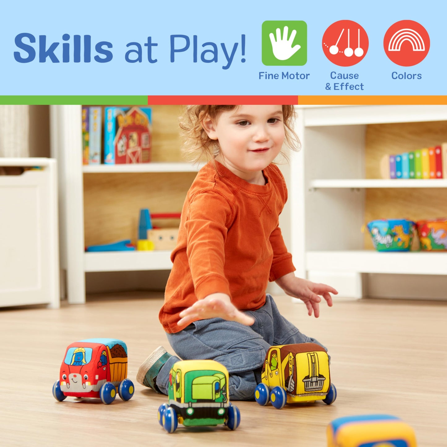 Melissa & Doug Pull-Back Construction Vehicles - Soft Baby Toy Play Set of 4 Vehicles