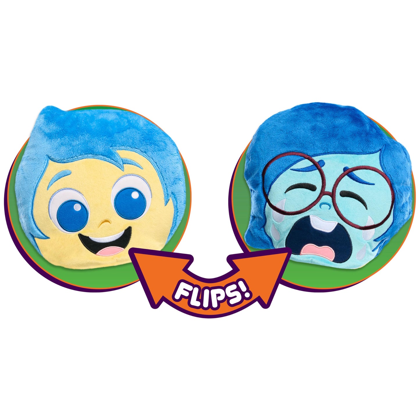 Inside Out 2 Flip-A-Mood Reversible Plush Joy/Sad, Easter Basket Fillers, Gifts, Presents, Kids Toys for Ages 3 Up by Just Play, Kids Toys for Ages 3
