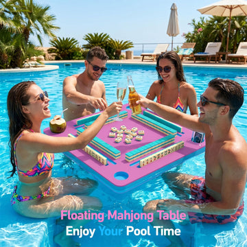 NUWJBYE Floating Mahjong Table for Pool, 32" Large Game Board for Swimming Pool, Hot Tub & Lake - Multi-Use Float Tray for Mahjong, Dominoes, Poker
