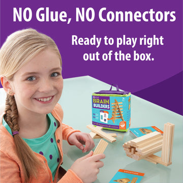 MindWare KEVA Brainbuilders - 3D brain building STEM challenges for boys & girls - Try to build the image - Practice spatial thinking - 20 planks & 30