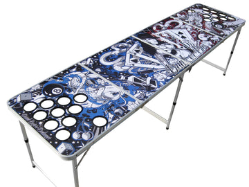 Tattoo Portable Beer Pong Table with Holes