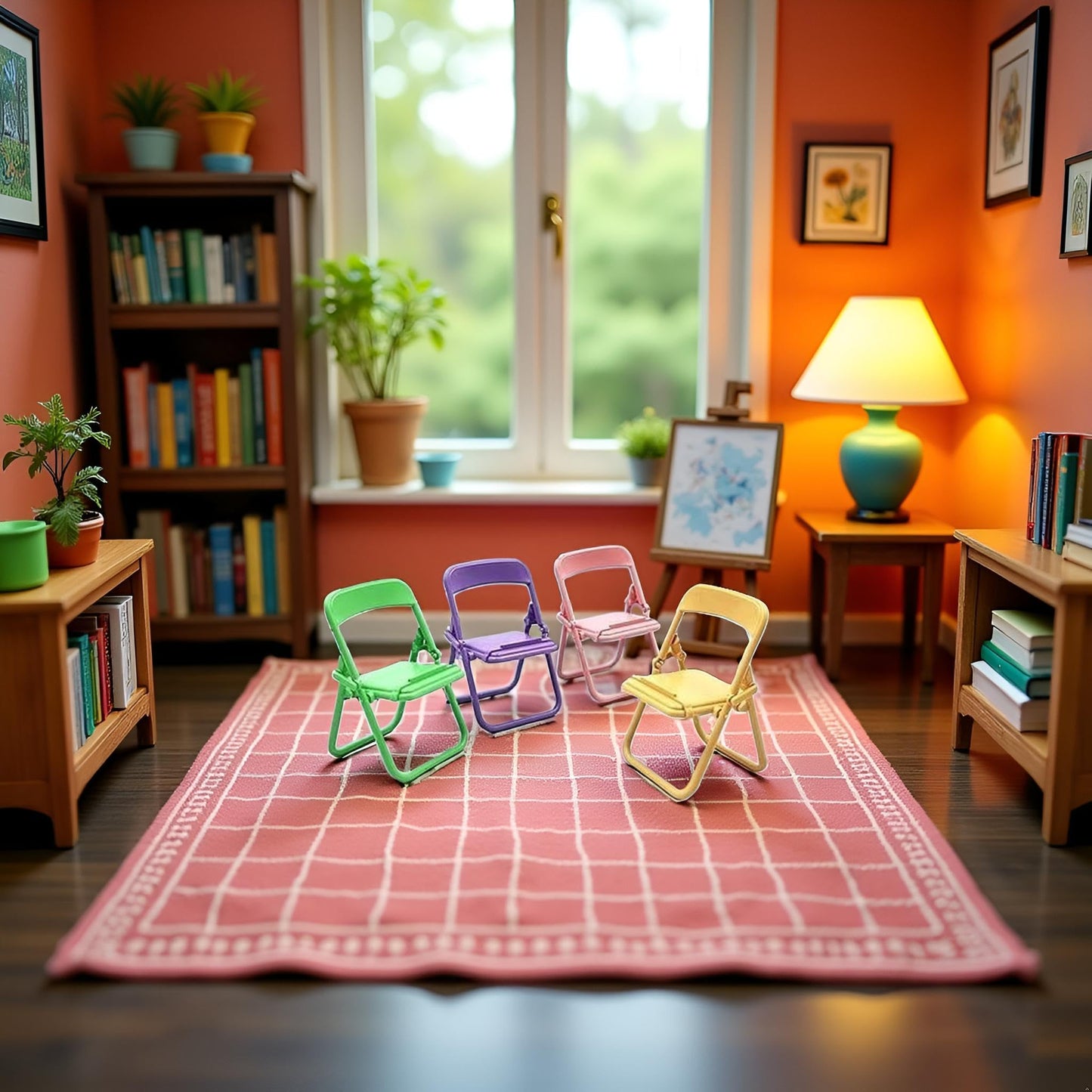5Pcs Multicolour Simulation Mini Folding Back Small Chair Model Dollhouse Doll House Miniature Plastic Scene Props for Micro Landscape Dollhouse