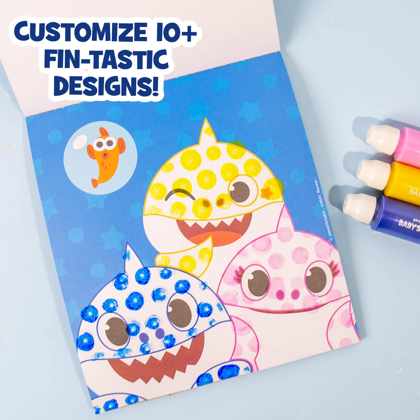 Horizon Group USA Baby Shark Dot Art Pad & Markers, Spiral-Bound Activity Painting Pad, Travel-Friendly Dabbers, Birthday Party, Great Mess-Free
