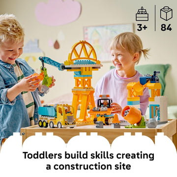 LEGO DUPLO Town 3 in 1 Construction Site and Vehicles Toys for Toddlers - Pretend Play Set for Boys & Girls, Ages 3+ - Building Blocks for Fine Motor