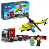 LEGO 60343 City Helicopter Transporter, Toy from 5 Years with Truck, Rescue Helicopter and Mini Figures, Gift Idea for Boys and Girls