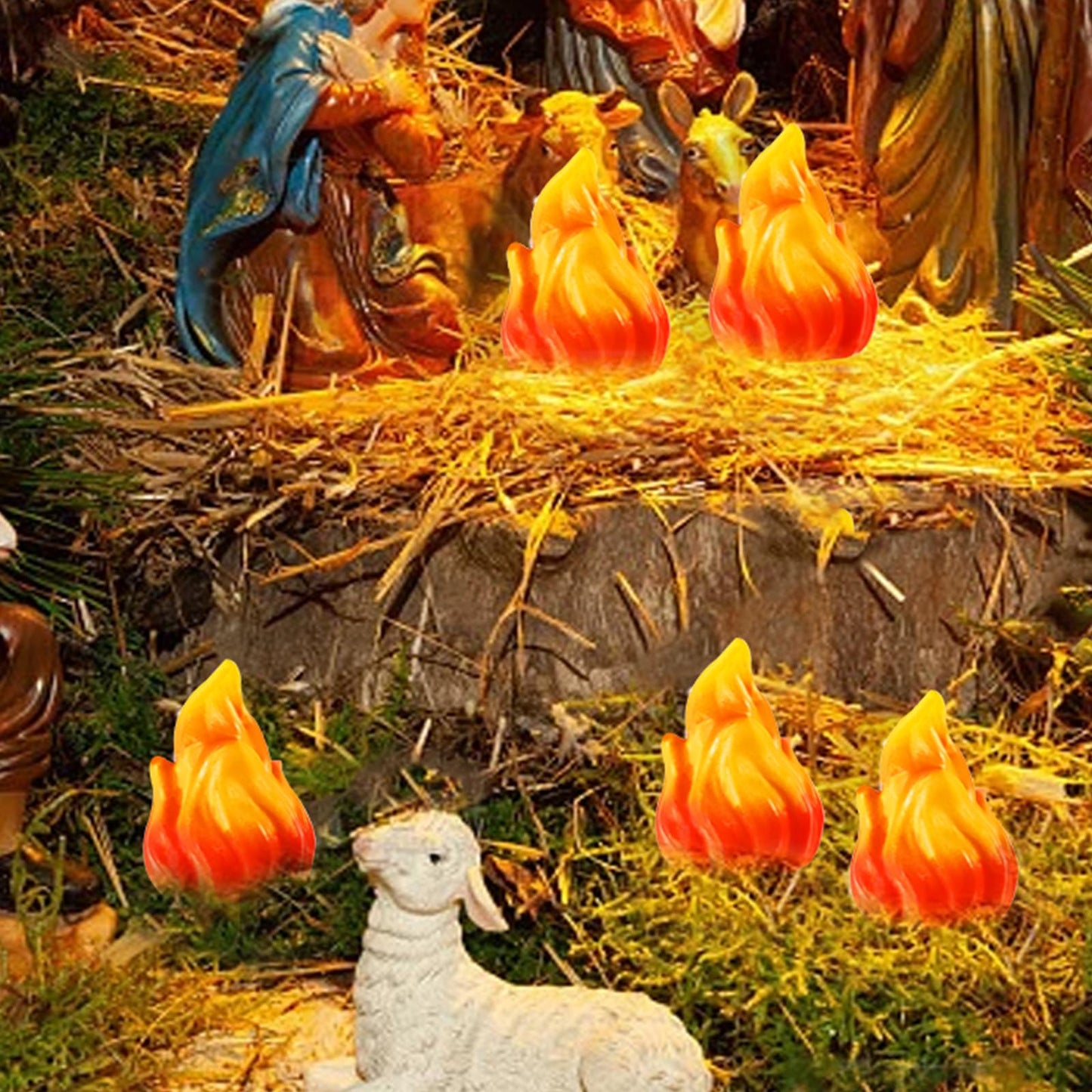 Pamonrueer 20 Pcs Mini Fake Fire Campfire Miniature Village Campfire Landscape Crafts Christmas Miniature Town Accessories for Mini Christmas Scene