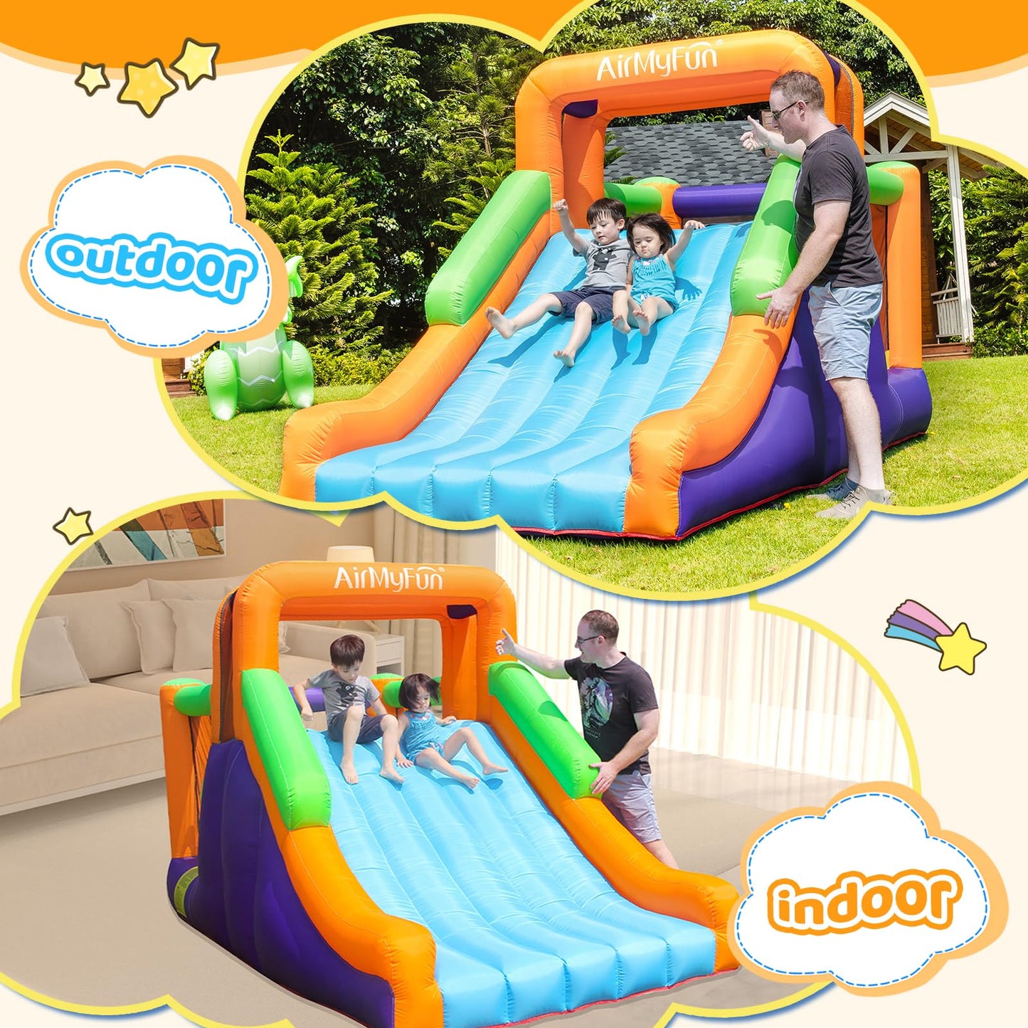 AirMyFun Inflatable Bounce House with Silde for Kids,Inflatable Bouncy House for Kids Outdoor, Toddle Bounce House with Blower for Backyard