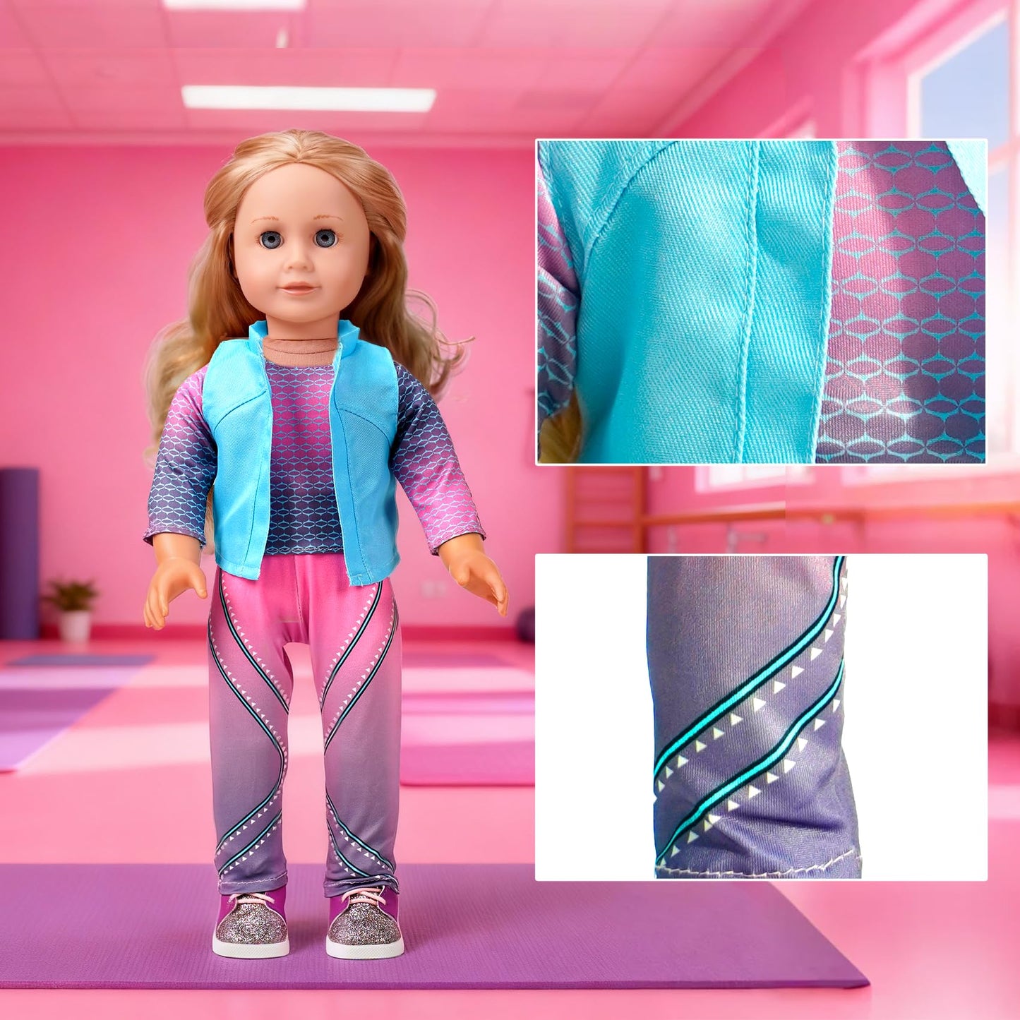 18-Inch American Doll Clothes Accessories - 19Pcs Fashion 18 Inch Doll Outfit Set for Girls Gifts, Includes 3 Dresses, Lounge Suit, Workout & Yoga