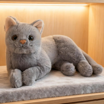 TUKVESZE Gray Cat Plush Soft Plush Cat Toy, 12 inch Realistic Black Cat Stuffed Animal Gifts for Boys and Girls (Gray)