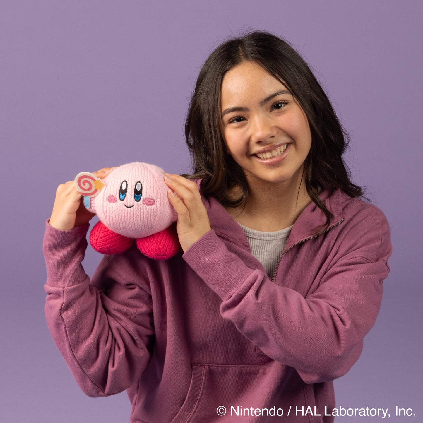 Tomy Nuiguru Knit Kirby Plushies - Hovering Kirby - Officially Licensed Crochet Gaming Plushies with Soft Knit Texture - Valentine's Day Gift