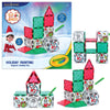 CreateOn Crayola Elf on the Shelf Paint On Tiles, Magnetic Building Tiles Kit with Crayola Paint Tubes | Christmas Holiday Craft Toy | 18-Piece