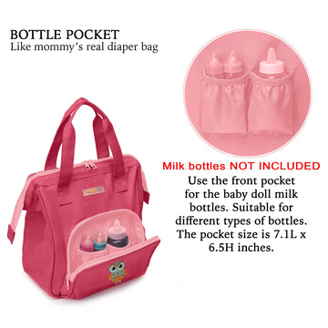 HappyVk Baby Doll Diaper Bag with Changing Pad - Realistic, Spacious & Comfortably Designed for Pretend Play
