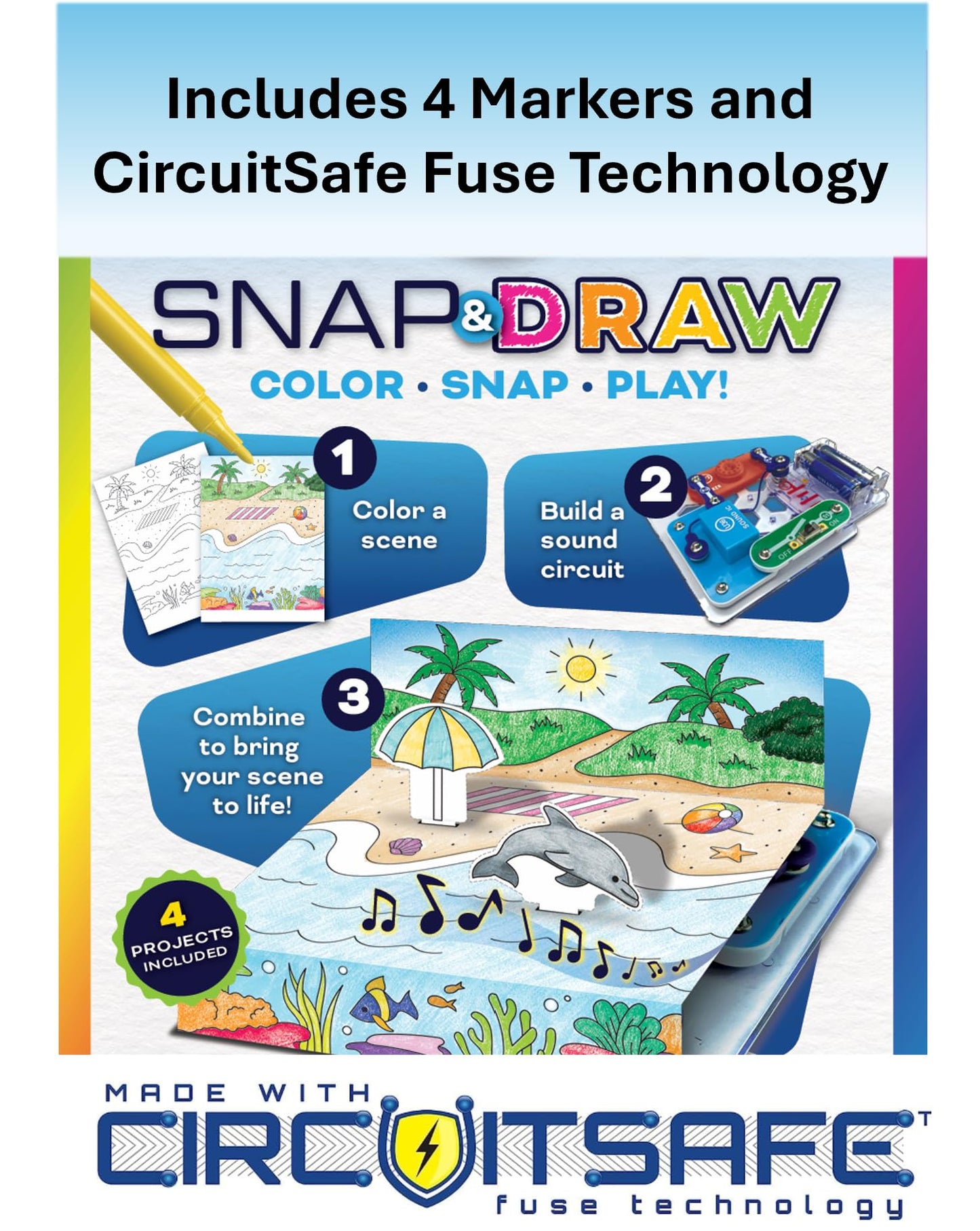 SNAP CIRCUITS Snap & Draw STEAM Toy for Boys and Girls | STEM Toy for Kids 4+ yrs | Art & Science Activity Kit | Building Kit