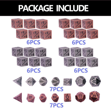 MTG Dice Metal MTG Counter Dice Set, Counter 6-Sided Dices 24 Pieces, Plus 14 Pieces Dungeons and Dragons Dices Set Accessories Suitable for MTGs