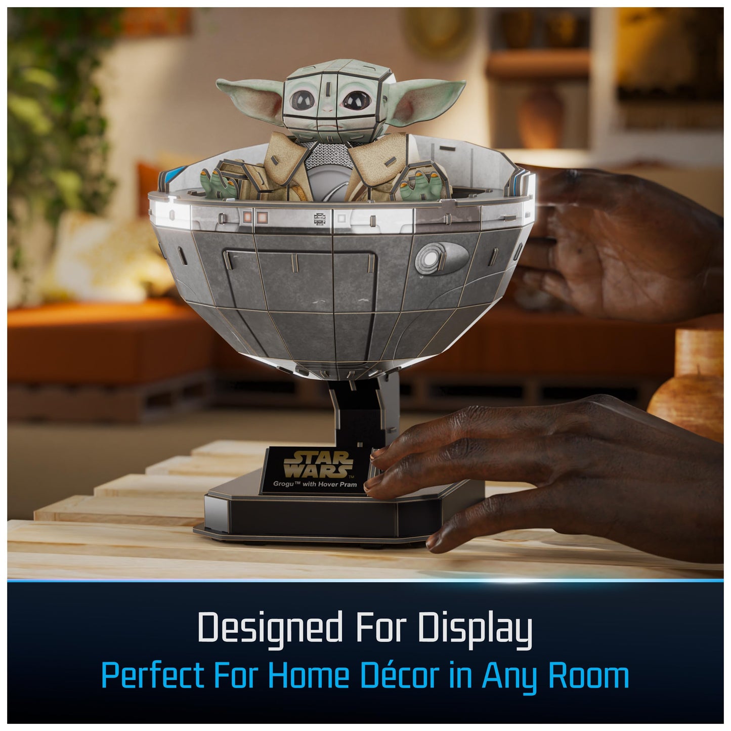 4D Build Star Wars Grogu in Carrier 3D Puzzle Model Kit, Collector Display