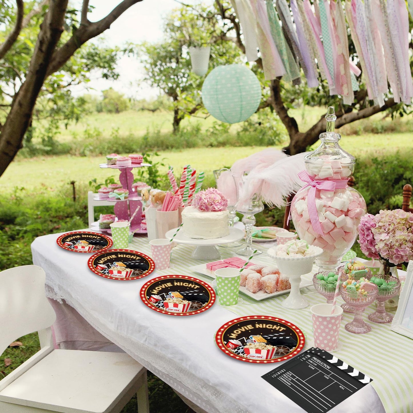 40PCS Movie Night Party Supplies Movie Theme Birthday Party Plates and Napkins Set Movie Night Disposable Dinnerwares Favors for Movie Theme Party
