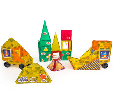 Tytan Tiles Construction Site & Trucks 60-Piece Magnetic Tiles Building Set, Fun Kids’ STEM Toy, Creative Play, Shape & Pattern Recognition, Fine