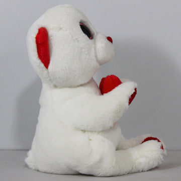 Ty Beanie DESI - White Valentine Bear Carrying Red Heart - 6"