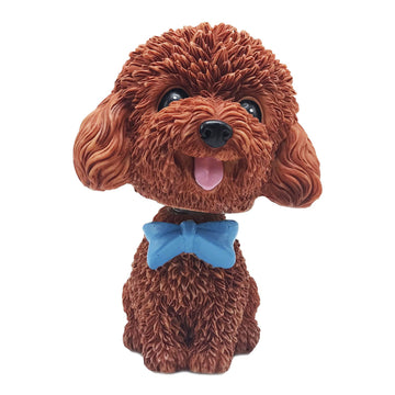 IBWell Mini Bobbing-Head Dog for Car Dash Board Decor,Dashboard Doggy Puppy Teddy Toy with Adhesive Tab?Poodle? (Brownish Red)