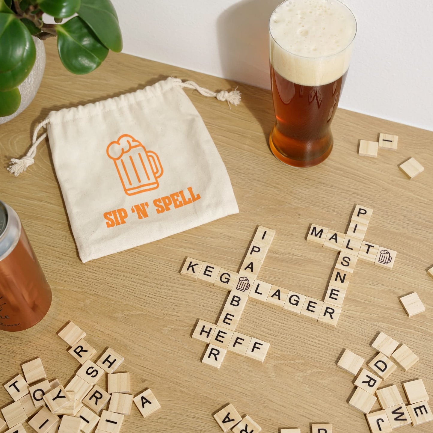 Foster & Rye Sip N Spell for Game Nights, Travel, Camping, Bachelorette Party Drinking Games, Board Games for Adults, Word Tile Spelling Game for 2-5
