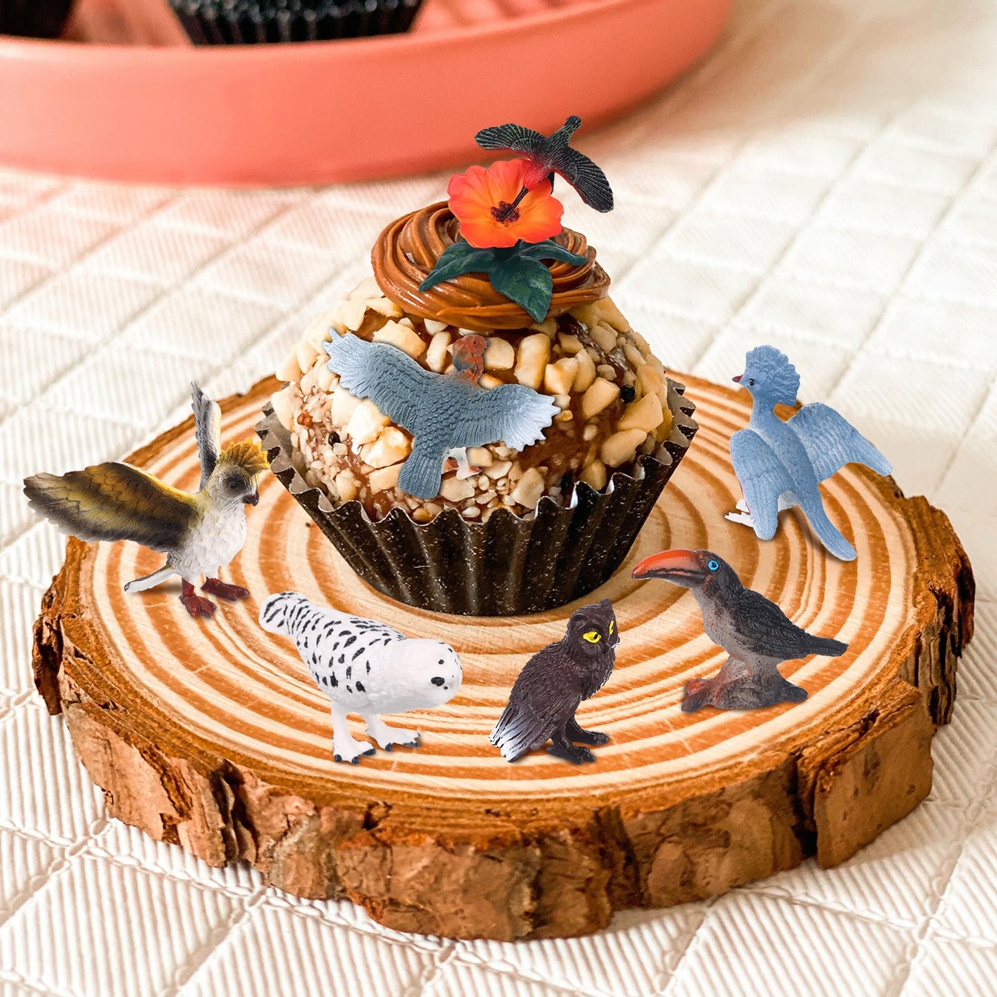 Warmshine 24 Pcs Realistic Bird Animals Figurines Mini Bird Figures Model Eagle Parrot Robin Owl Plastic Birds Figures Fairy Garden Accessories
